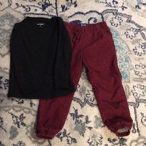 Boys 5T Lined Corduroy Joggers and Thermal Shirt